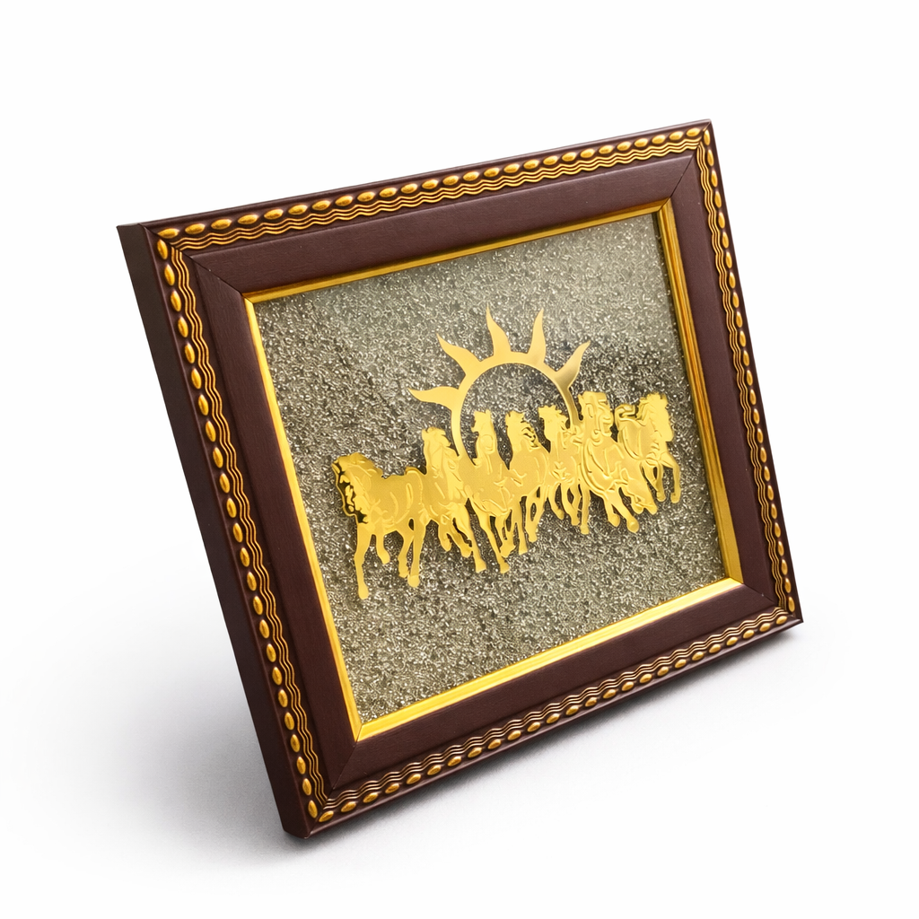 7 Horses on Raw Pyrite Frame