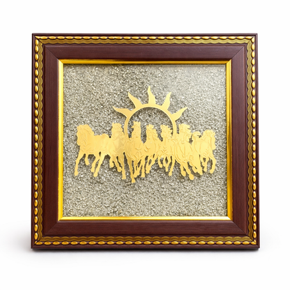 7 Horses on Raw Pyrite Frame